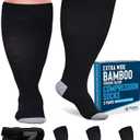 Doctor's Select 3 Pairs Plus Size Compression Socks Wide Calf | Bamboo Viscose Knee High Extra Wide Calf Compression Socks Women & Men | Black