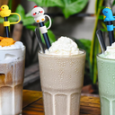 4Pcs Straw Covers Cap, Cute Animals Silicone Straw Toppers Compatible with Stanley Cup, Drinking Straw Caps for 0.4 Inch/10 mm Straw Tips Two Missing