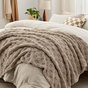 Bedsure Comforter King Size 5 Pieces - King Size Comforter Set with Checkered Throw Blanket and Decorative Pillow, Lightweiget Bedding, All Season Bedding Sets, Linen Beige