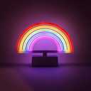 Isaac Jacobs 6.5 x 8.65 LED Neon Rainbow Tabletop Lamp, White Base, Night Light, for Nightstand, Bedroom Dcor & Party; Battery Powered (Batteries Not Included) (Rainbow)