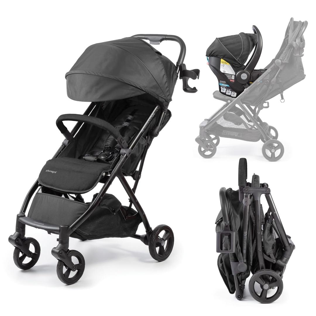 Ingenuity Ingenuity 3Dquickclose CS+ Compact Fold Stroller Lightweight Stroller with Oversized Canopy, Extra-Large Storage and Compact Fold, Black