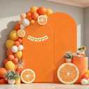 Orange Arch Backdrop Cover 2 Set - 7.2FT, 6FT Spandex Fitted Wedding Arch Stand Covers Round Top Chiara Arch Backdrop Stands Cover for Birthday Parties Banquet Photo Background Decoration