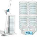 Disposable Toilet Brush with 48 PCS Refills, Disposables Toilets Cleaning System with Handle, Storage Caddy and 48Toilet Bowl Refill Heads for Bathroom Cleaning