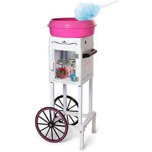 Nostalgia NCCCRT2PKWH Professional Cotton Candy Cart, 36”, White