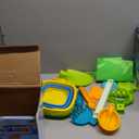 Collapsible Beach Sand Toys for Kids Toddlers, Collapsible Sand Bucket with Sifter Shovels Set with Mesh Bag and Sand Molds, Travel Beach Sandbox Toys for Boys Girls 3 4 5 6 7 8 9 10