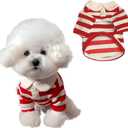 MANON ROSA Dog Clothes, Designer Boy Polo Shirt for Small Medium Dogs, Soft Puppy Outfit, Breathable Male Yorkie Chihuahua Shih Tzu Poodle Kitten Cat T-Shirt, Birthday Gifts - Red, M, Fit 5.5-8.8lbs