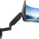 HUANUO 49 inch Ultrawide Monitor Wall Mount, Heavy Duty Screen Arm with Premium Aluminum, Supports up to 44 lbs, Gas Spring Wall Mount Monitor Arm for Height Adjustment, Tilt, Swivel, Rotate