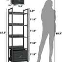 Furologee 5 Tier Bookshelf with Drawer, Kitchen Bakers Rack with Storage, Tall Narrow Bookcase, Industrial Free Standing Display Shelf, Wood and Metal Book Shelf for Bedroom, Living Room, Black