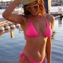 Kira - Women's Side Tie Bikini Bottom with Cheeky Coverage, Sexy Swimwear Separates for Women, Taffy, Medium (Pink, M)
