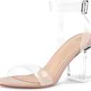 COASIS Women's Chunky Block Heels Open Toe Ankle Strap 3.5 Inch Heeled Sandals (Clear)