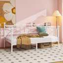 FOUBAM Metal Daybed Frame,Twin Size Sofa Bed Frame, White