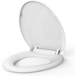 Toilet Seats Elongated,19" Extra Long Toilet Seat,Safe & Durable PP Material Seat, Quiet-Close Hinges, Easy Installation & Release with Hardware (White)