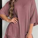 Womens 2 Piece Lounge Set 2026 Summer Travel Outfit Casual Short Sleeve Oversized Tshirts & Biker Shorts (Pink, M)