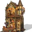 Book Nook Kit Magic Clock Tower 3D Wooden Puzzle for Adults, DIY Miniature House Kit with LED Lights, Creative Home Decor Gift for Display
