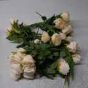 Hotop 40 Pcs Rose Artificial Flowers Bulk with Long Stem,Realistic Silk Fake Roses Bouquet for Home Wedding Centerpieces Party Table Decoration Valentines Gifts(Cream)