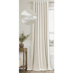Beige Curtains 96 inches Long Back Tab Room Darkening Privacy Protect Window Treatment Thick Sliding Door Drapes for Living Room/Bedroom, W52 x L96, 1 Panel