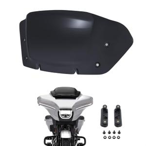 10" Wave Windshield Windscreen Wind Splitter Compatible for Harley Street Glide FLHX 2024-2025, CVO Street Glide FLHXSE 2023-2025, FLHXU 2025 (Black)