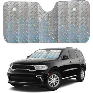EcoNour Large Holographic Car Windshield Sunshade | UV & Heat Reflector Sun Shield for Cars | Foldable Accordion Design | Fits Sedans, Hatchbacks | Large - 58 x 27.5 Inches