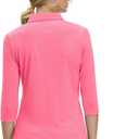MOHEEN Womens Dry Fit Polo Shirt 3/4 Sleeve Golf Collared Shirts UPF 50+ Top (Pink, XXL)