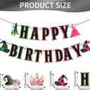 Pink & Green Birthday Party Decorations, Witch Happy Birthday Banner, Halloween Party Supplies, Movie Theme Photo Background Props for Halloween