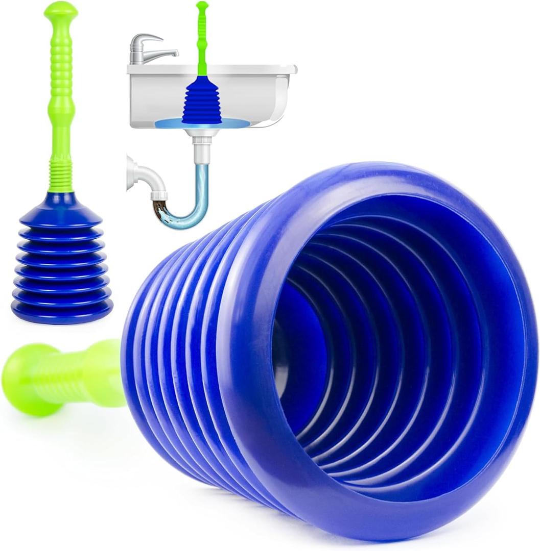 Luigi's Sink and Drain Plunger for Bathrooms, Kitchens, Sinks, Baths and Showers. Small and Powerful, Commercial Style 'Plumbers Plunger' with Large Bellows