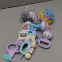 Baby Rattles 0-6 Months,Infant Sensory Teething Toys Set for 3-6 Months with Wrist Socks,Learning Developmental Toys,Perfect Baby Gift for 6-12 Months Newborn Boys Girls (Purple Rattle Set)