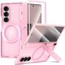 VEGO for Samsung Galaxy Z Fold 7 Case with Kickstand[Compatible with MagSafe][Screen Protector][Hinge Protection] Full-Body Military Grade Shockproof Protective Rugged Case for Samsung Fold 7-Pink