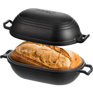Cast Iron Loaf Pan with Lid-Bread Baking Pan for Sourdough,Pre-Seasoned Oval Dutch Oven, 9 x 5-4/5 Inch Loaf Pans for Homemade,Heavy Duty with Even Heating