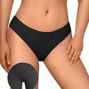 OEAK Seamless Thongs for Women Invisible Thongs No Show Thong Panty Liners Tangas Comfortable Workout G-Strings Underwear Black M