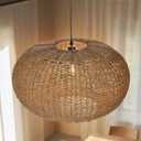 Arturesthome Large Natural Hand Weaved Rattan Pendant Lamp,Coastal Beach Boho Chandelier for Kitchen Hallway Bedroom Dinning Room Living Room Dia 23.6 in