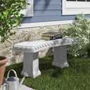 EMSCO Group Garden Bench Statue Resin Construction with Natural Granite Look Lightweight Decorative Indoor/Outdoor Bench 12 Inch Height
