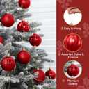 JOIEDOMI 24 Pcs Red Christmas Balls Ornaments Set, 2.36" Christmas Tree Ornaments Shatterproof, Xmas Balls Hanging Decorations for Tree Wreath Garland Holiday Wedding Indoor Party Decor