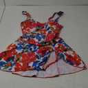 One Piece Swim Dress Swimsuits for Women Tummy Control Swimdress Skirt V Neck Bathing Suit (Large)