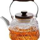 34oz High Borosilicate Glass Teapot, Thickened Heatproof Glass Teapot with Infuser and Lid, Stovetop Safe Tea Kettle, Hand Crafted Kettle, for Women and Adult (Clear)