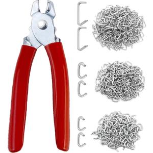 300 pcs Hog Rings with Straight Hog Ring Pliers Kit 3/4" 1/2" 3/8 "Galvanized Hog Rings for Animal Pet CagesRopesBaggingDIY CraftFurniture