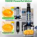 Turelar Immersion Blender Handheld Corded Hand Blenders Set 1100W, Trigger Variable Speed 5 in 1 Stick Emulsifier with Chopper, Whisk and Frother for Soup, Baby Food and Smoothies,Black
