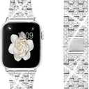 Dsytom Bing Bands Compatible with Apple Watch Band 38mm 40mm 41mm 42mm 44mm 45mm 46mm 49mm, Jewelry Replacement Strap for iWatch Series Ultra 2 10/9/8/7/6/5/4/3/2/1/SE Ultra (Silver)