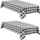 Hiasan Buffalo Plaid Tablecloth Waterproof, 2 Pack, 54 x 80 inch - Black and White Checkered Table Cloth Rectangle for Outdoor Picnic/Party/Dining