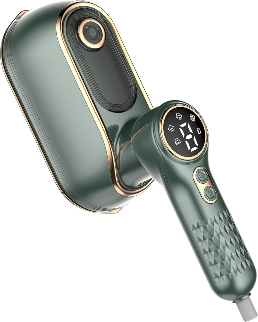 Portable Travel Steamer, 1200W Handheld Fabric Steamer for Clothes, 4 Modes with LCD Display, Powerful Wrinkle Remover for Home & Travel, 150ml Water Tank, 10S Fast Heat-Up, 180° Swivel Handle, Green