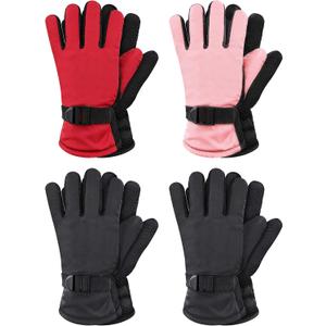 Hicarer 4 Pairs Winter Gloves for Kids Waterproof Snow Ski Gloves Girls Boys Warm Unisex Youth Clothes for Cold Weather