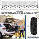Retractable Dinkball Net with Wheel 22ft Regularion Size Tournament-Grade Portable Dinkball Net Indoor Outdoor with Heavy Duty Metal Frame Carry Bag for Driveway Backyards Garage, Free Assembly, 22 ft x 36"