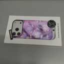 Floral Design Phone Case for iPhone 17 Pro, Wireless Charging Compatible Dual-Layer Hard Shell + Silicone Cover Designs for Girl Women Blue Flower