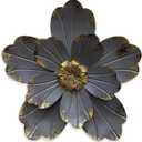 Metal Flower Wall Sculpture, 9.5" Rustic Modern Artwork Distressed 3D Layered Vintage Iron Flower Wall Hanging Accent for Indoor Kitchen, Bedroom Living Room Office Outdoor Garden Patio Decor (Grey)