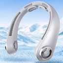 Portable Lightweight Neck Fan Rechargeable, 5 Speeds, Neck Support, USB Personal Bladeless Wearable Cooling Neck Fan for Hot Flashes, Disneyland, Travel, Christmas Gift for Men Women (Gray)