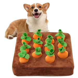 IVVIQQ Interactive Dog Toys，Squeak Carrot Snuffle Mat for Dogs Plush Puzzle Toys 2 in 1 NonSlip Nosework Feed Games for Pet Stress Relief with 12 Carrots…