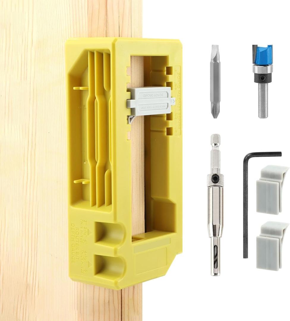 Door Hinge Jig, Door Hinge Router Template Fit 3to 5 Length and 1/4 Or 5/8 Thickness, Doo r Hing e Installation Kit Doo r Hing e Slotting Mortiser Tool(Color:Green)