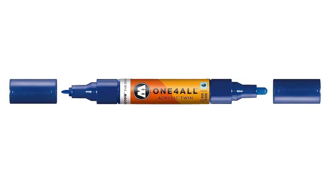 MOLOTOW ONE4ALL Acrylic Twin Pump Marker, 1.5mm and 4mm Nibs, True Blue, 1 Each (227.406)