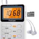 Portable Radio AM FM, Rechargeable Pocket Speaker with Best Reception Digital Tuning, MP3, Stereo Earphone, Large LCD Screen, TF Card Socket, Transistor Radio for Jogging/Gym/Camping(White)