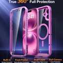 Diaclara Magnetic Designed for iPhone 16 Plus Case,[Full Camera Protection] 360 Clear Bumper Compatible with MagSafe Built-in Screen Protector for 16 Plus case,Magnetic Rose Purple