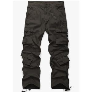 Men's Cotton Casual Cargo Work Pants Baggy Camo Tactical Combat Trousers with 8 Pockets (No Belt), Size 36